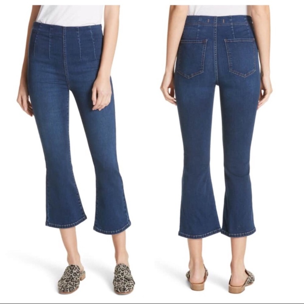 Free people jeans cropped high waisted